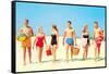 Beach Picnic, Retro-null-Framed Stretched Canvas