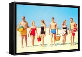 Beach Picnic, Retro-null-Framed Stretched Canvas