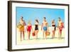 Beach Picnic, Retro-null-Framed Art Print