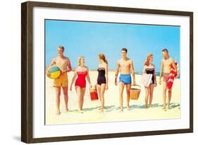 Beach Picnic, Retro-null-Framed Art Print