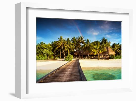 Beach Pier on Island Resort-null-Framed Art Print