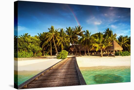 Beach Pier on Island Resort-null-Stretched Canvas