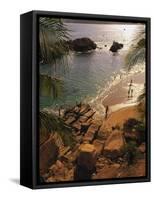 Beach, Playa Hornitos, Acapulco, Mexico-Walter Bibikow-Framed Stretched Canvas