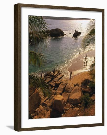 Beach, Playa Hornitos, Acapulco, Mexico-Walter Bibikow-Framed Photographic Print