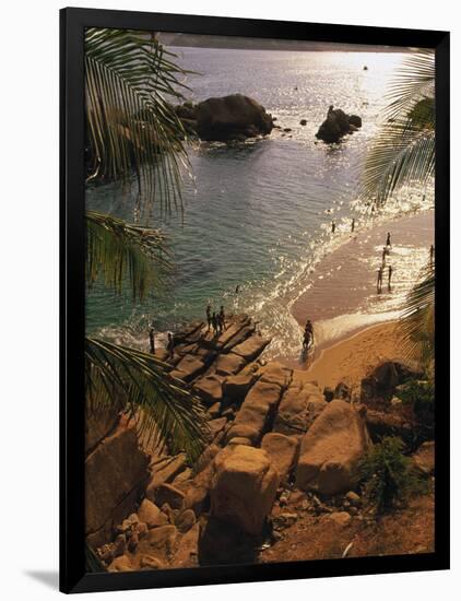 Beach, Playa Hornitos, Acapulco, Mexico-Walter Bibikow-Framed Photographic Print