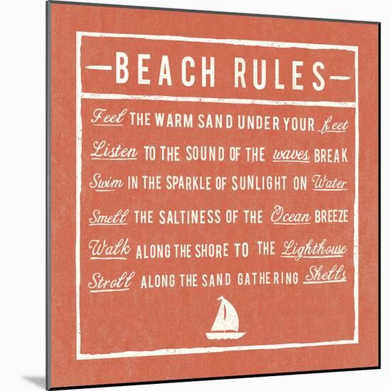 Beach Rules - Coral - Detail-The Vintage Collection-Mounted Giclee Print