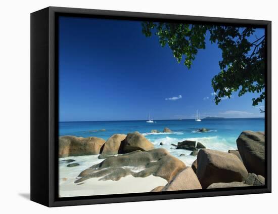 Beach Scene, Anse Lazio, Praslin, Seychelles, Indian Ocean, Africa-Lee Frost-Framed Stretched Canvas