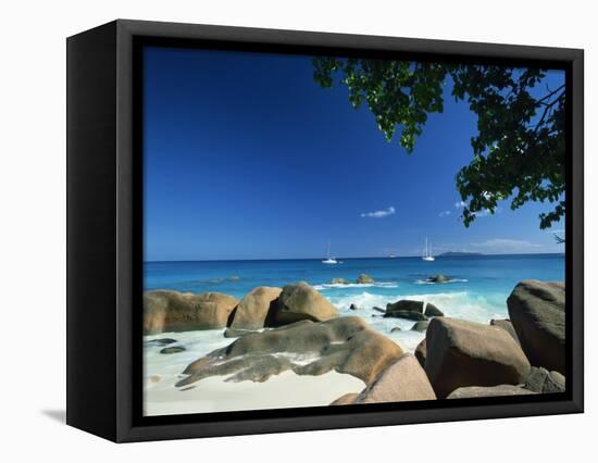 Beach Scene, Anse Lazio, Praslin, Seychelles, Indian Ocean, Africa-Lee Frost-Framed Stretched Canvas