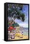 Beach Scene at Juan-Les-Pins-null-Framed Stretched Canvas