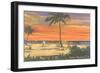 Beach Scene at Santa Monica, California-null-Framed Art Print