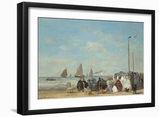 Beach Scene at Trouville, 1863-Eugene Boudin-Framed Art Print