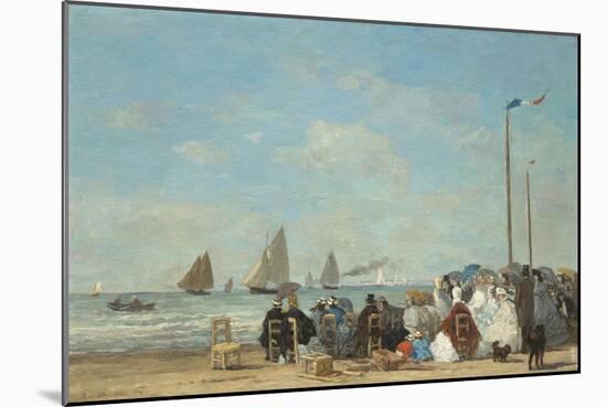 Beach Scene at Trouville, 1863-Eugene Boudin-Mounted Art Print