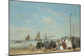 Beach Scene at Trouville, 1863-Eugene Boudin-Mounted Art Print