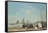 Beach Scene at Trouville, 1863-Eugene Boudin-Framed Stretched Canvas