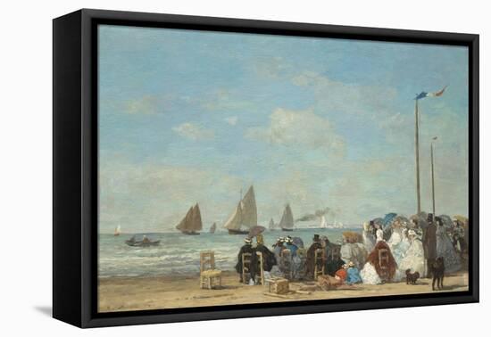 Beach Scene at Trouville, 1863-Eugene Boudin-Framed Stretched Canvas