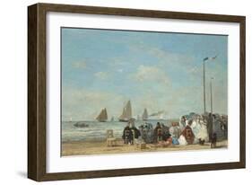 Beach Scene at Trouville, 1863-Eugene Louis Boudin-Framed Giclee Print