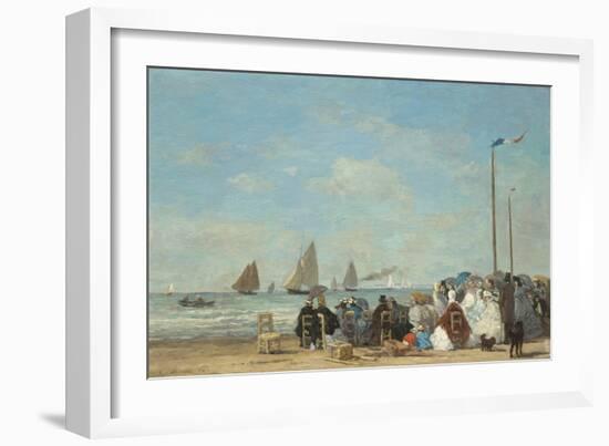 Beach Scene at Trouville, 1863-Eugene Louis Boudin-Framed Giclee Print