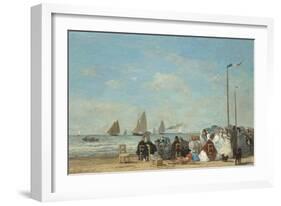 Beach Scene at Trouville, 1863-Eugene Louis Boudin-Framed Giclee Print
