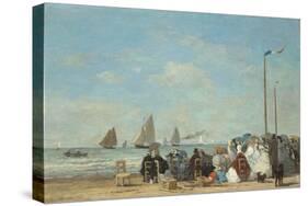 Beach Scene at Trouville, 1863-Eugene Louis Boudin-Stretched Canvas