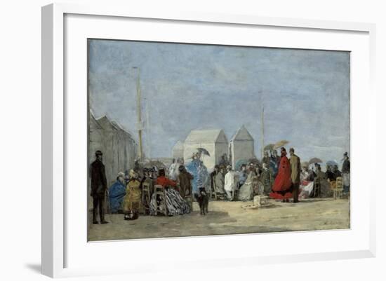 Beach Scene at Trouville; Scene De Plage a Trouville, 1864-Eugene Louis Boudin-Framed Giclee Print