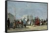 Beach Scene at Trouville; Scene De Plage a Trouville, 1864-Eugene Louis Boudin-Framed Stretched Canvas