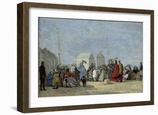 Beach Scene at Trouville; Scene De Plage a Trouville, 1864-Eugene Louis Boudin-Framed Giclee Print