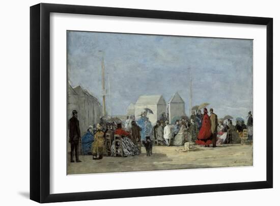 Beach Scene at Trouville; Scene De Plage a Trouville, 1864-Eugene Louis Boudin-Framed Giclee Print