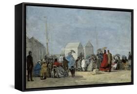 Beach Scene at Trouville; Scene De Plage a Trouville, 1864-Eugene Louis Boudin-Framed Stretched Canvas