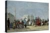 Beach Scene at Trouville; Scene De Plage a Trouville, 1864-Eugene Louis Boudin-Stretched Canvas