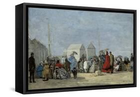 Beach Scene at Trouville; Scene De Plage a Trouville, 1864-Eugene Louis Boudin-Framed Stretched Canvas