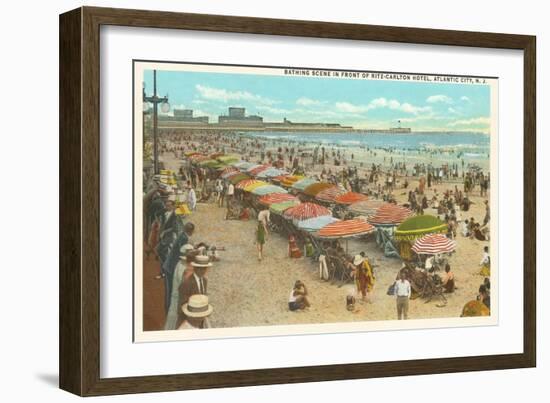 Beach Scene, Atlantic City, New Jersey-null-Framed Art Print