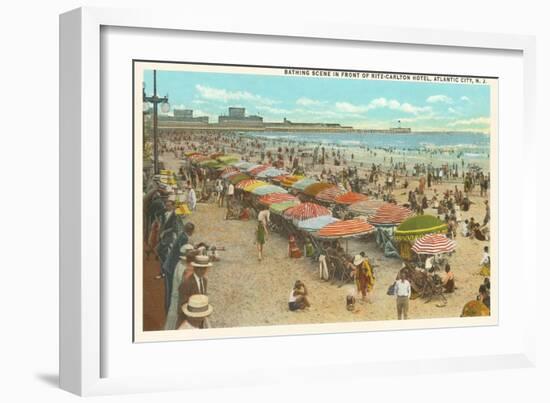 Beach Scene, Atlantic City, New Jersey-null-Framed Art Print