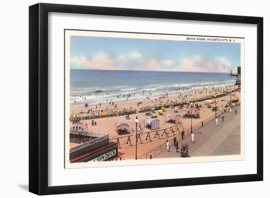 Beach Scene, Atlantic City, New Jersey-null-Framed Art Print