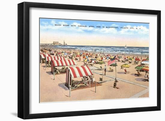 Beach Scene, Atlantic City, New Jersey-null-Framed Art Print