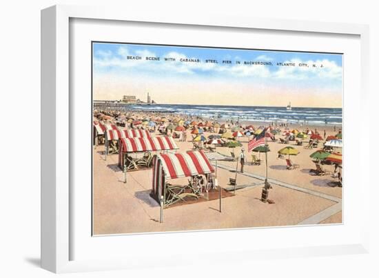 Beach Scene, Atlantic City, New Jersey-null-Framed Art Print