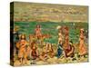 Beach Scene, C.1912-13 (Oil on Panel)-Maurice Brazil Prendergast-Stretched Canvas