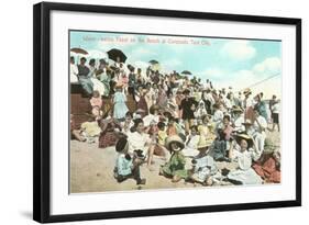 Beach Scene, Coronado Tent City, San Diego, California-null-Framed Art Print