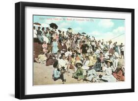 Beach Scene, Coronado Tent City, San Diego, California-null-Framed Art Print