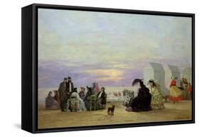 Beach Scene, Evening, 1864-Eugène Boudin-Framed Stretched Canvas