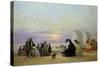 Beach Scene, Evening, 1864-Eugène Boudin-Stretched Canvas