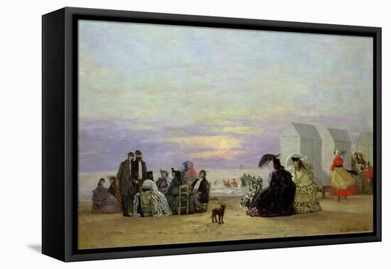 Beach Scene, Evening, 1864-Eugène Boudin-Framed Stretched Canvas