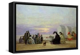 Beach Scene, Evening, 1864-Eugène Boudin-Framed Stretched Canvas