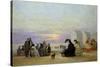 Beach Scene, Evening, 1864-Eugène Boudin-Stretched Canvas