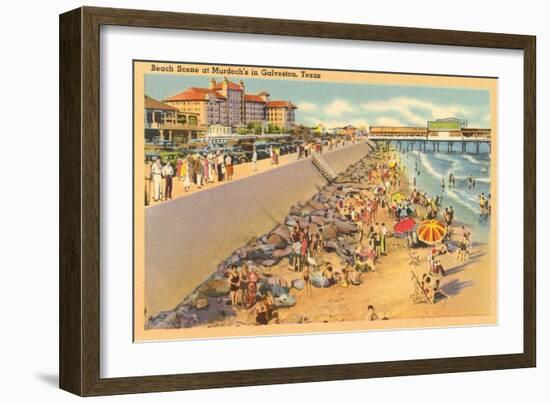 Beach Scene, Galveston, Texas-null-Framed Art Print