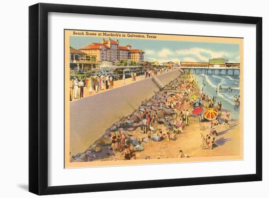 Beach Scene, Galveston, Texas-null-Framed Art Print