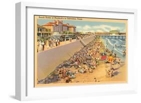 Beach Scene, Galveston, Texas-null-Framed Art Print