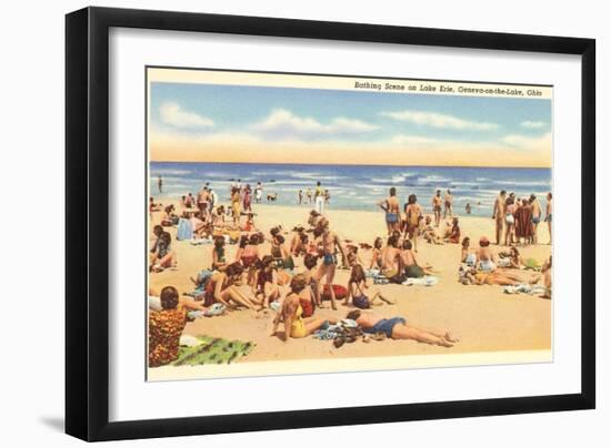 Beach Scene, Geneva-on-the-Lake, Ohio-null-Framed Art Print