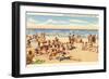 Beach Scene, Geneva-on-the-Lake, Ohio-null-Framed Art Print