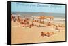 Beach Scene, Greetings from Encinitas, California-null-Framed Stretched Canvas