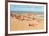 Beach Scene, Greetings from Encinitas, California-null-Framed Premium Giclee Print